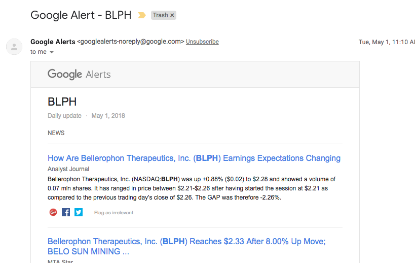 Google Alert Email Example