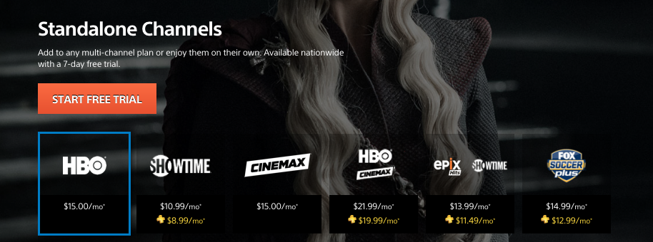 PlayStation Vue Premium Channels