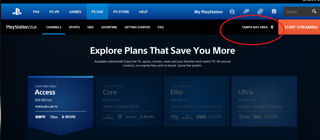 PlayStation Vue Local Channels