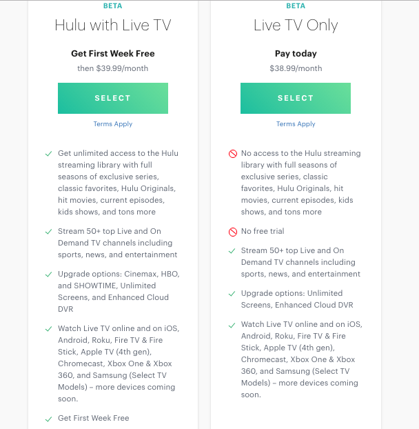 Hulu with Live TV Options