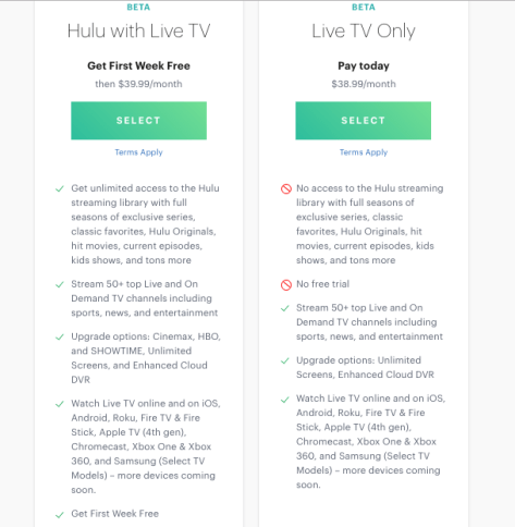 Hulu with Live TV Only Hulu with Live TV Options